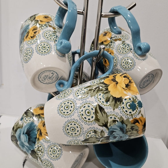 THE PIONEER WOMAN ROSE SHADOW JUMBO 26OZ LATTE MUG SET - Picture 6 of 8